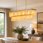 54'' Rectangular Spanish Alabaster 2-Tier Chandelier