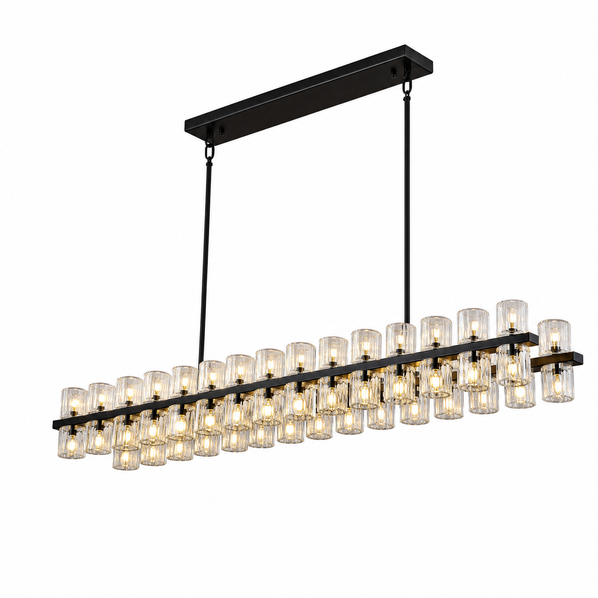 54'' Crystal Black Rectangular Chandelier Light Fixture