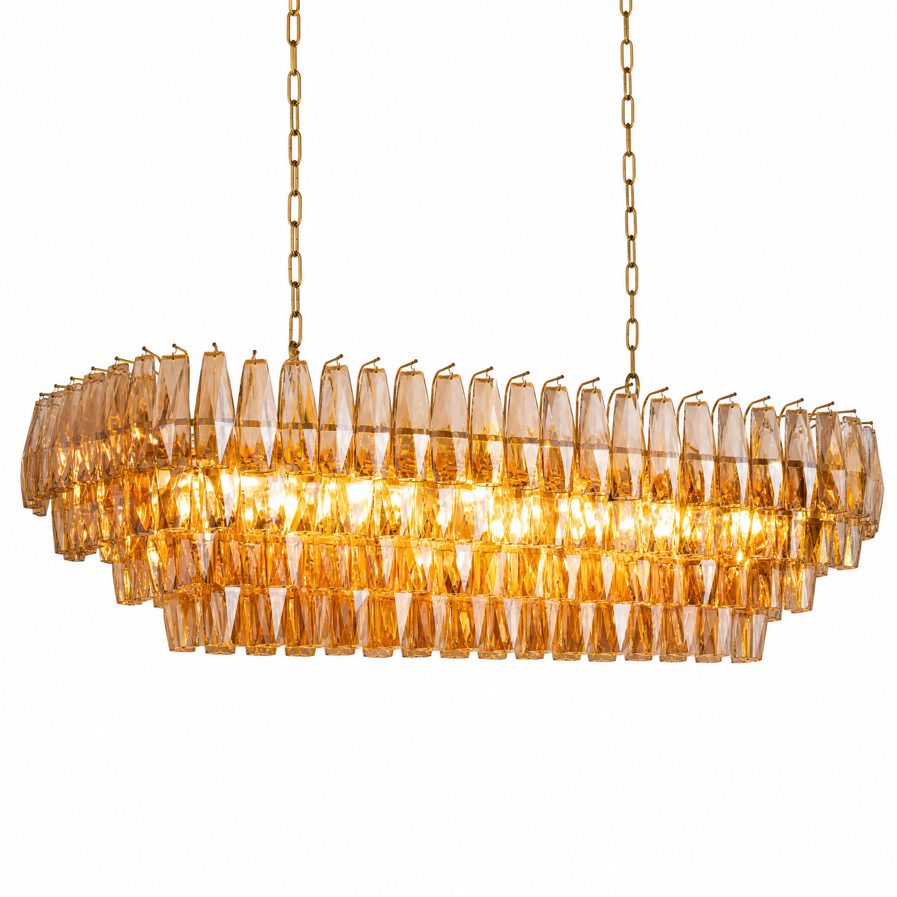 54" Modern Gold Rectangular Chandelier