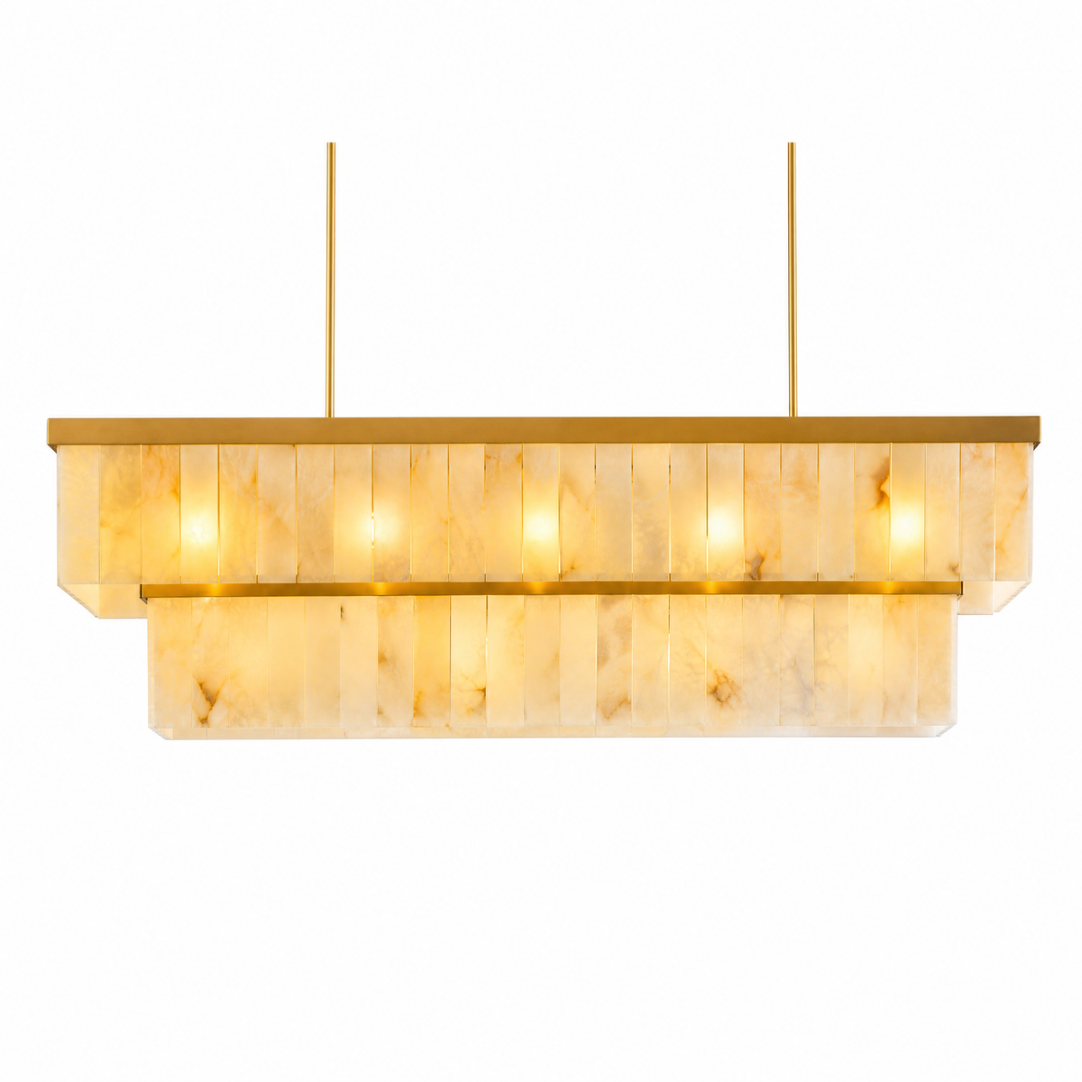 54'' Rectangular Spanish Alabaster 2-Tier Chandelier