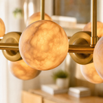 55'' Mid Century Modern Linear Alabaster Sputnik Chandelier