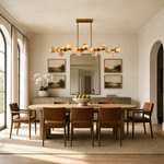 55'' Mid Century Modern Linear Alabaster Sputnik Chandelier