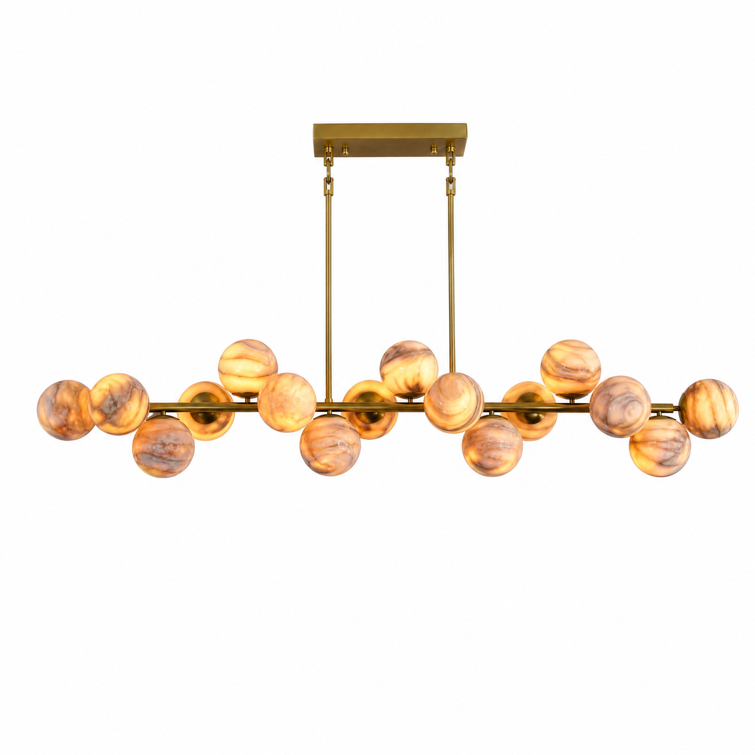 55'' Mid Century Modern Linear Alabaster Sputnik Chandelier