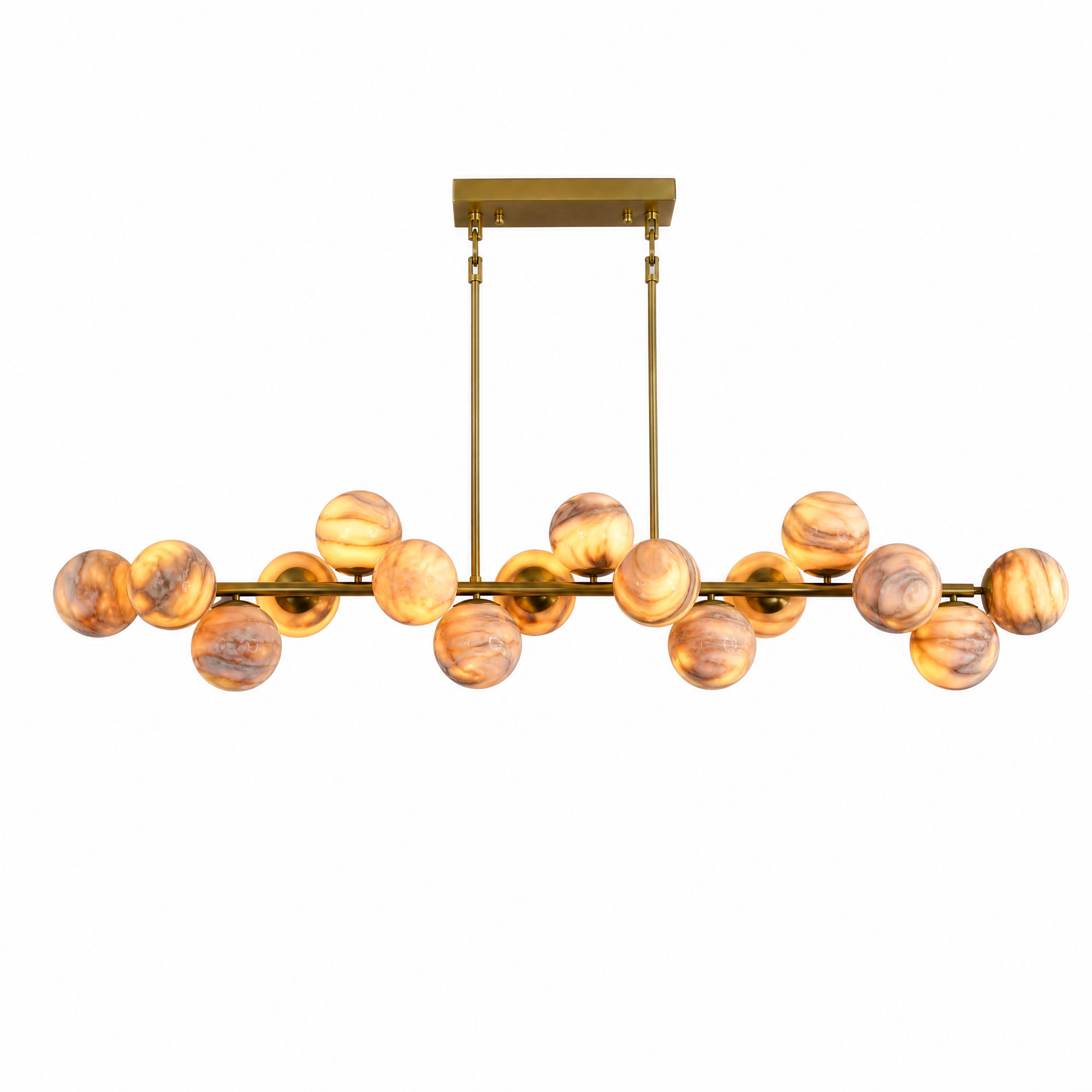 55'' Mid Century Modern Linear Alabaster Sputnik Chandelier