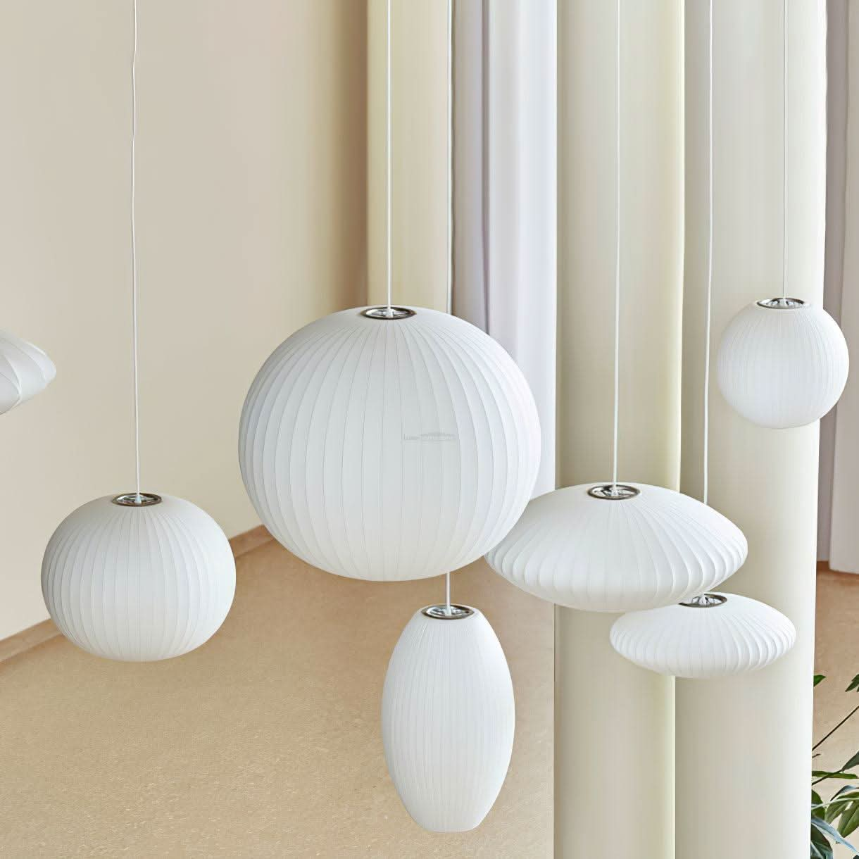 Bubble Pendant Light with Artificial Silk Lampshade - Yiosilamp