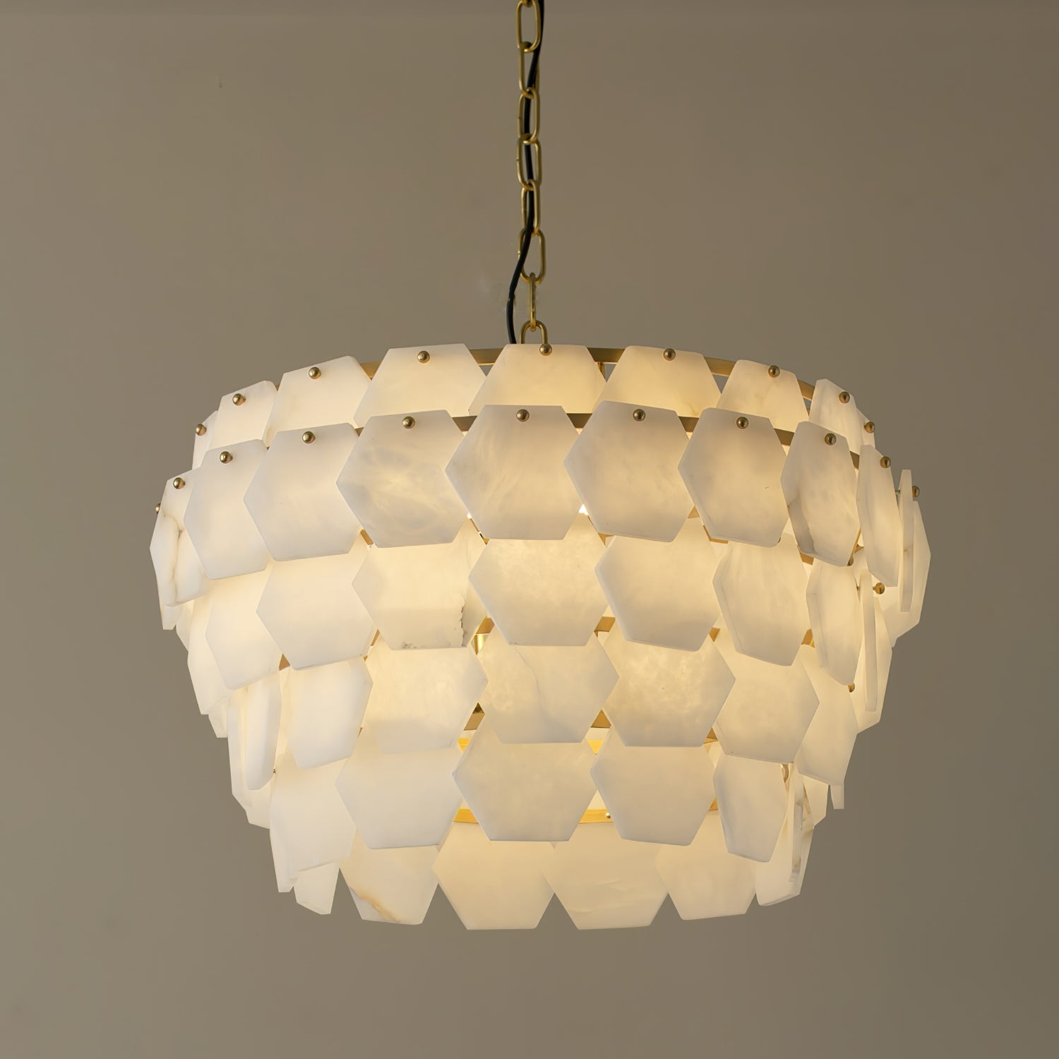 Vakkerlight Hexa Cloud Gold & White Alabaster Pendant Light – 23.6" Diameter