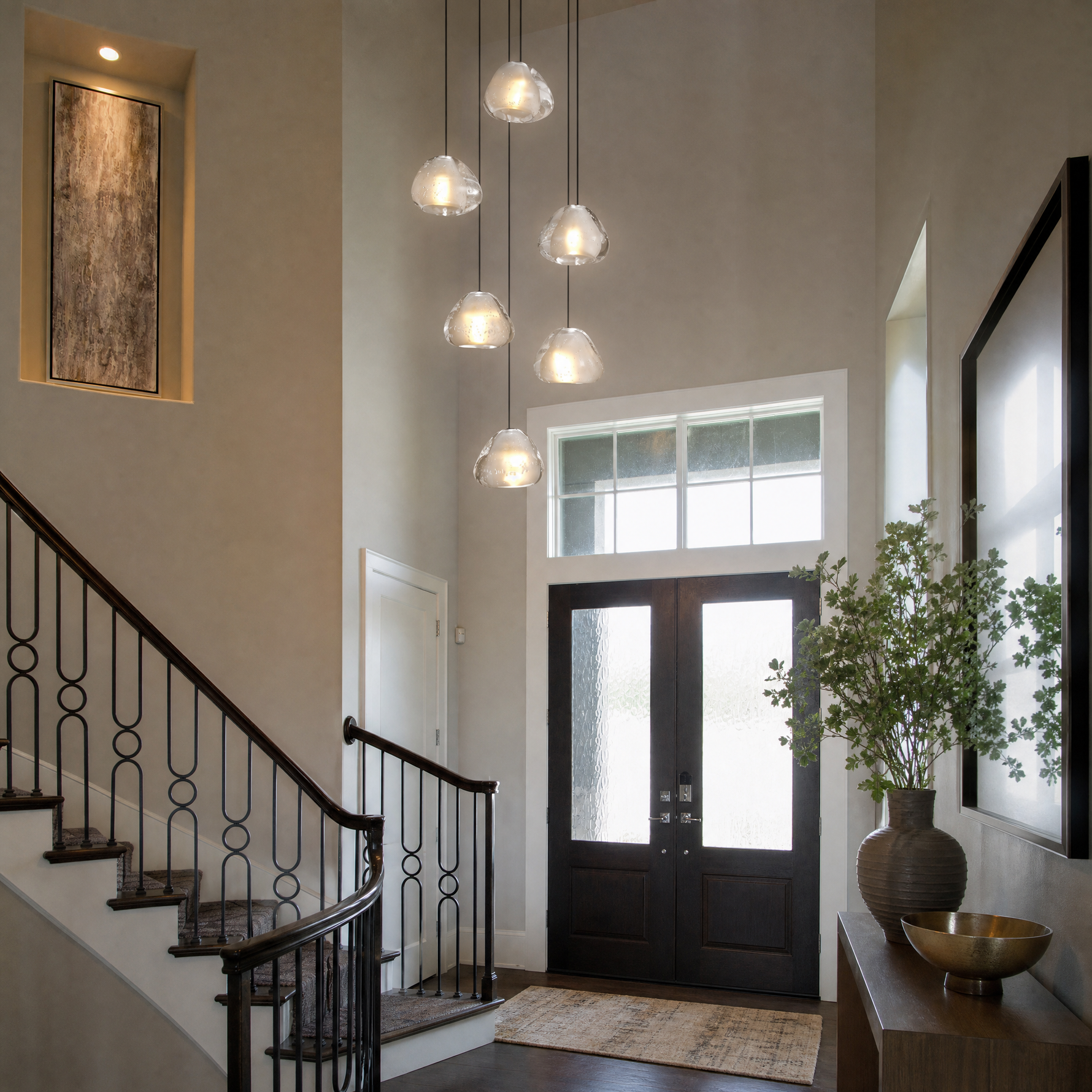 6-Light Bowl-shaped Staircase Light - Black