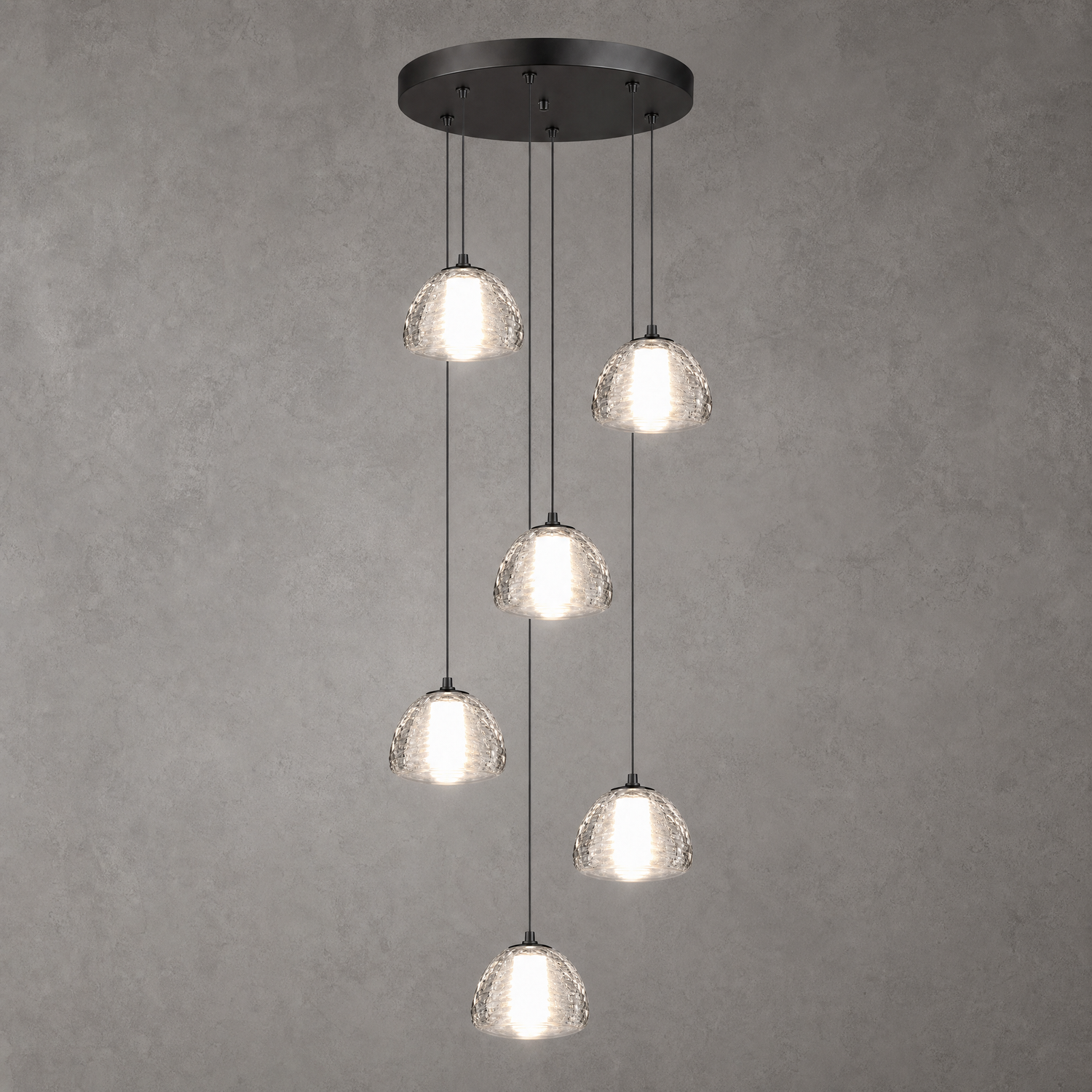 6-Light Bowl-shaped Staircase Light - Black