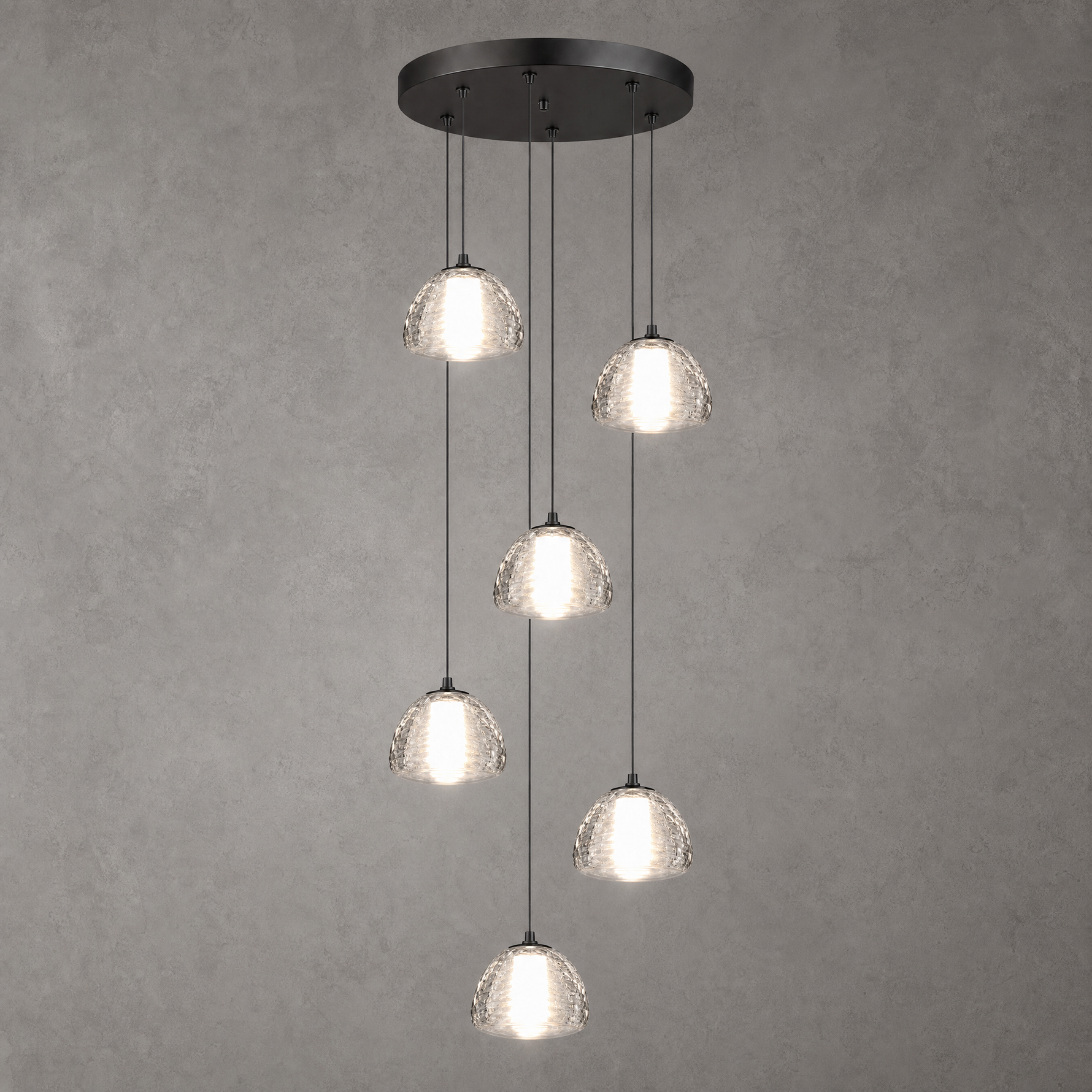 6-Light Bowl-shaped Staircase Light - Black