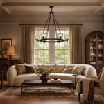 6-Light Brioche Round Pendant 36 Inch - Matte Black