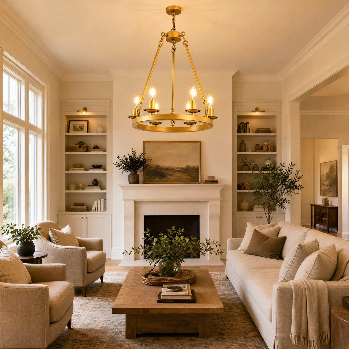 6-Light Cartwheel Chandelier - Gold
