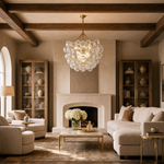 6-Light Cloth Shade Pendant Light - Copper Color