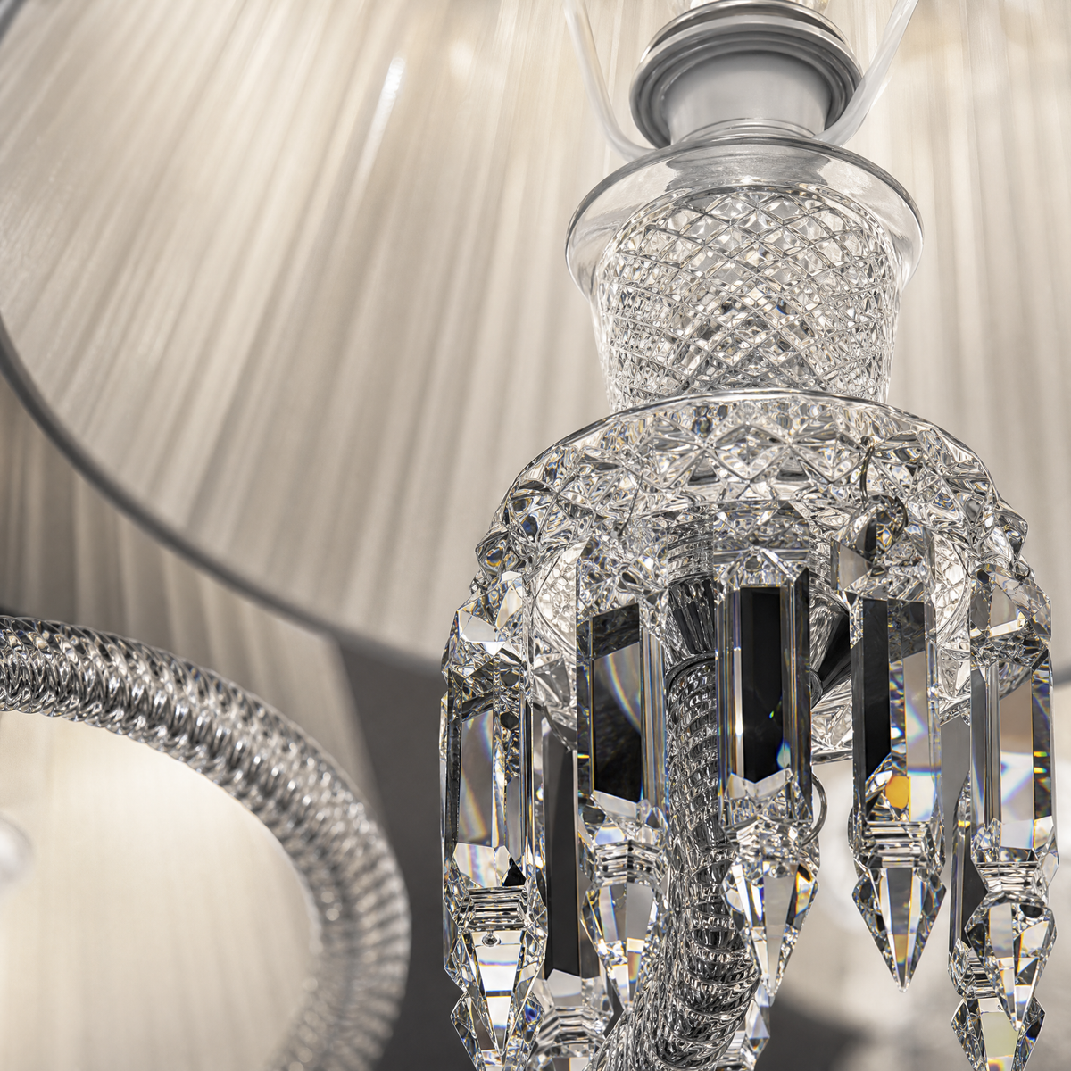 6-Light Pleated Fabric Shade Crystal Chandelier