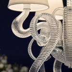6-Light Ribbon Glass Fabric Shade Chandelier