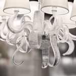 6-Light Ribbon Glass Fabric Shade Chandelier