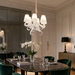 6-Light Ribbon Glass Fabric Shade Chandelier