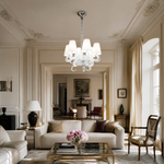 6-Light Ribbon Glass Fabric Shade Chandelier