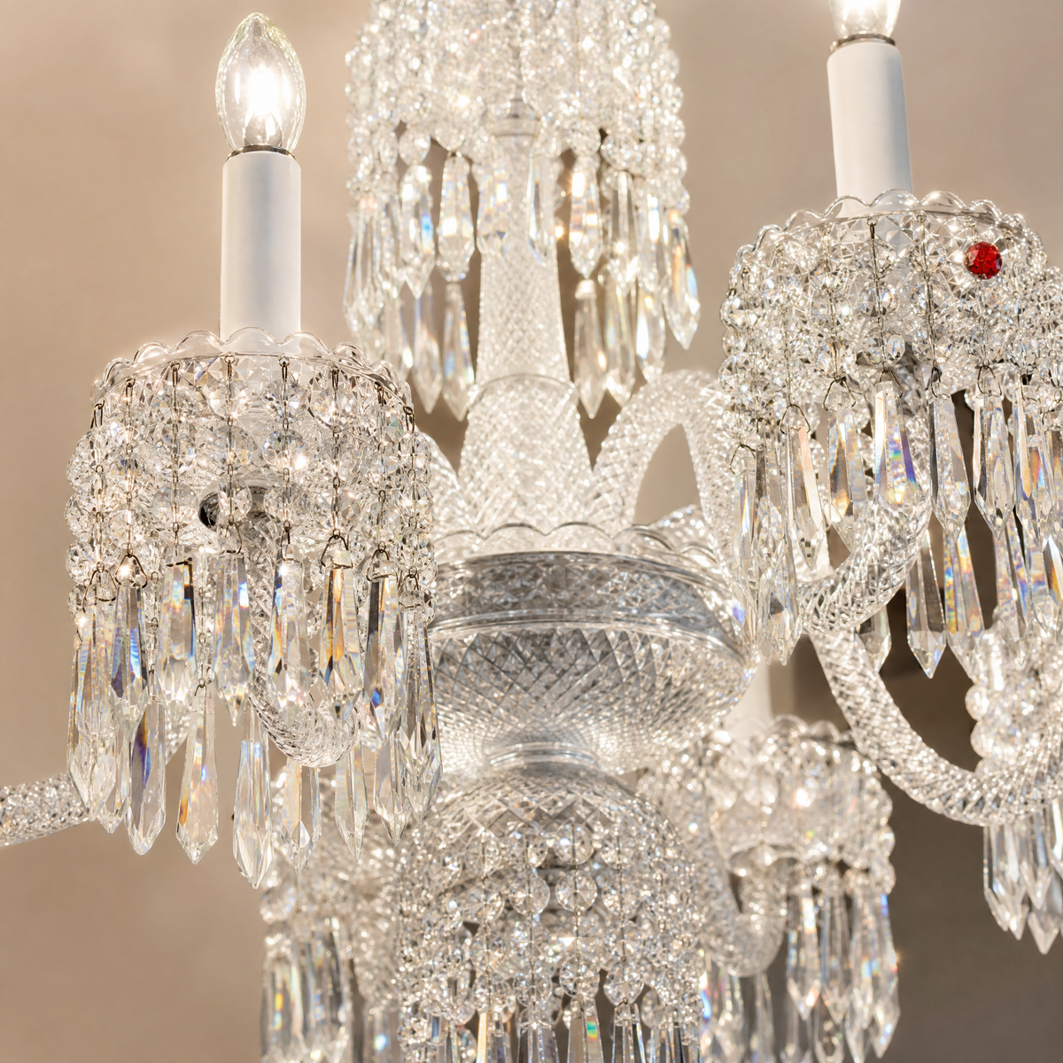 6-Light Tiered Twisted Glass Arm Crystal Candle Chandelier