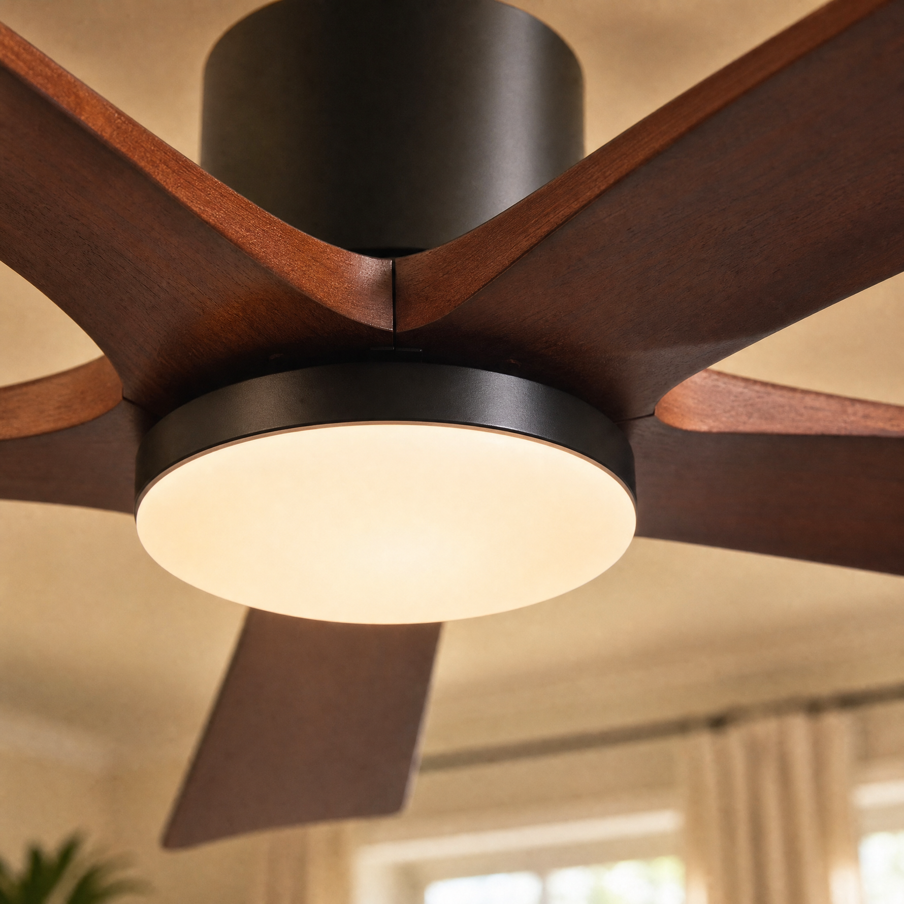 60" 5-Blade Wood Ceiling Fan with LED Disc Light