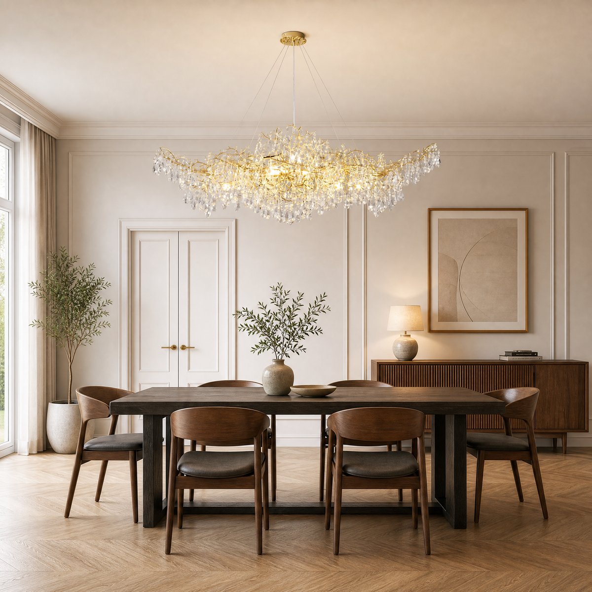 60" Modern Crystal Tree Branch Chandelier