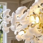 60'' Modern Gold Ceramic Ginkgo Leaf Chandelier