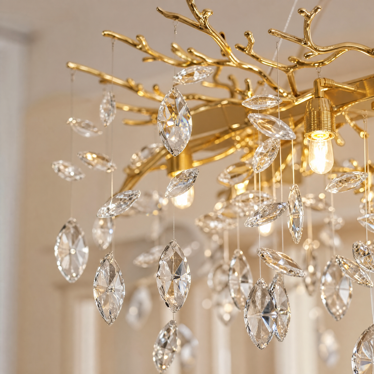 60" Modern Gold Crystal Tree Branch Chandelier