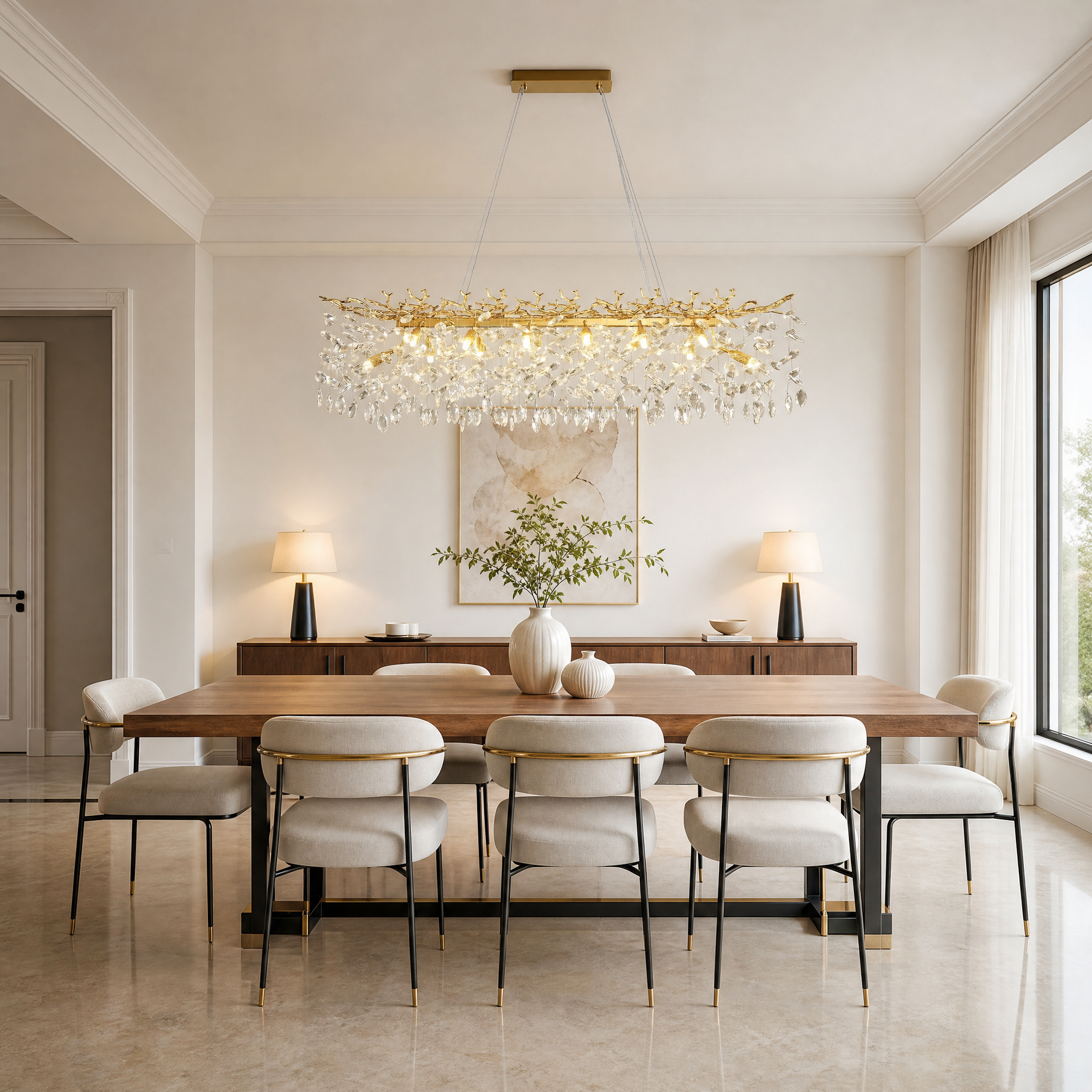 60" Modern Gold Crystal Tree Branch Chandelier