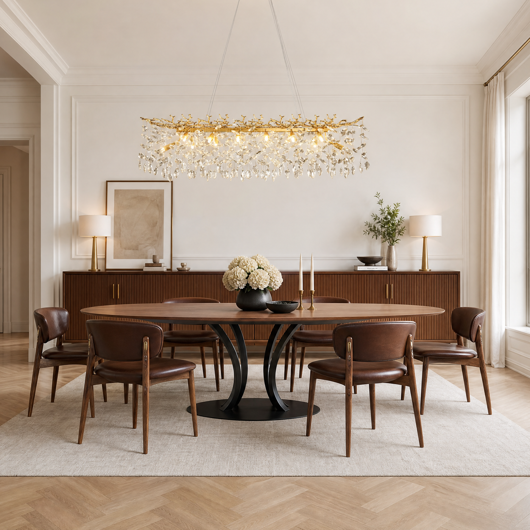 60" Modern Gold Crystal Tree Branch Chandelier