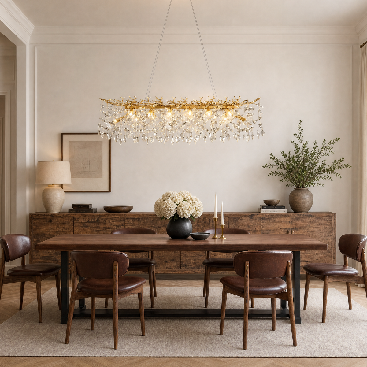 60" Modern Gold Crystal Tree Branch Chandelier