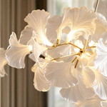 60" Silver Ceramic Ginkgo Leaf 10-Light Chandelier