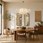 60" Silver Ceramic Ginkgo Leaf 10-Light Chandelier