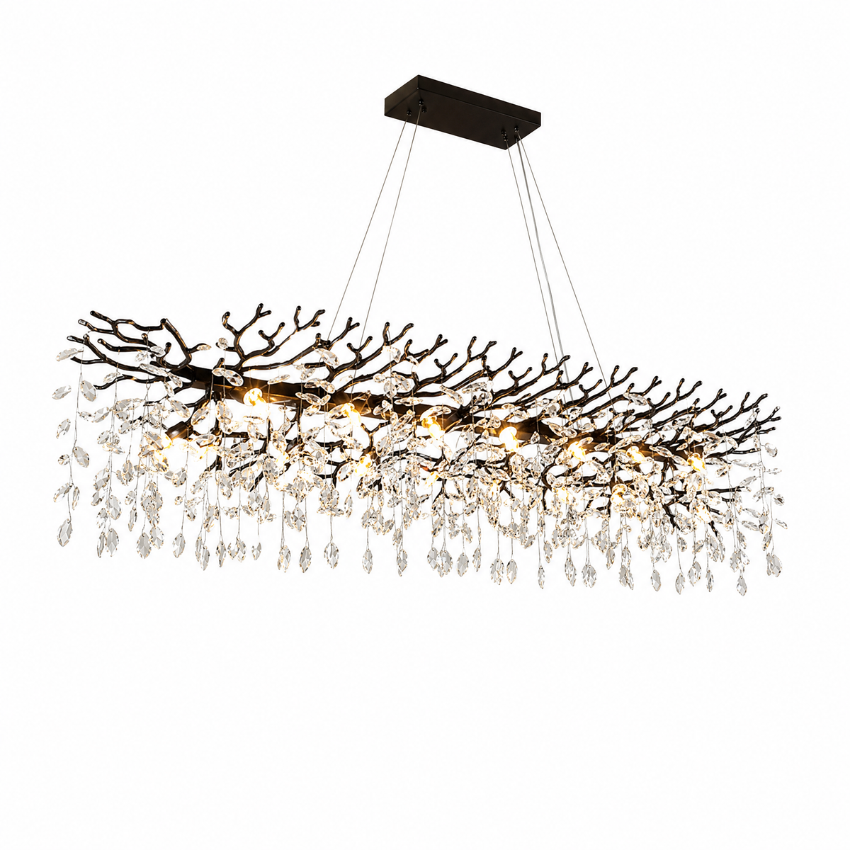 60'' Modern Black Crystal Tree Branch Chandelier