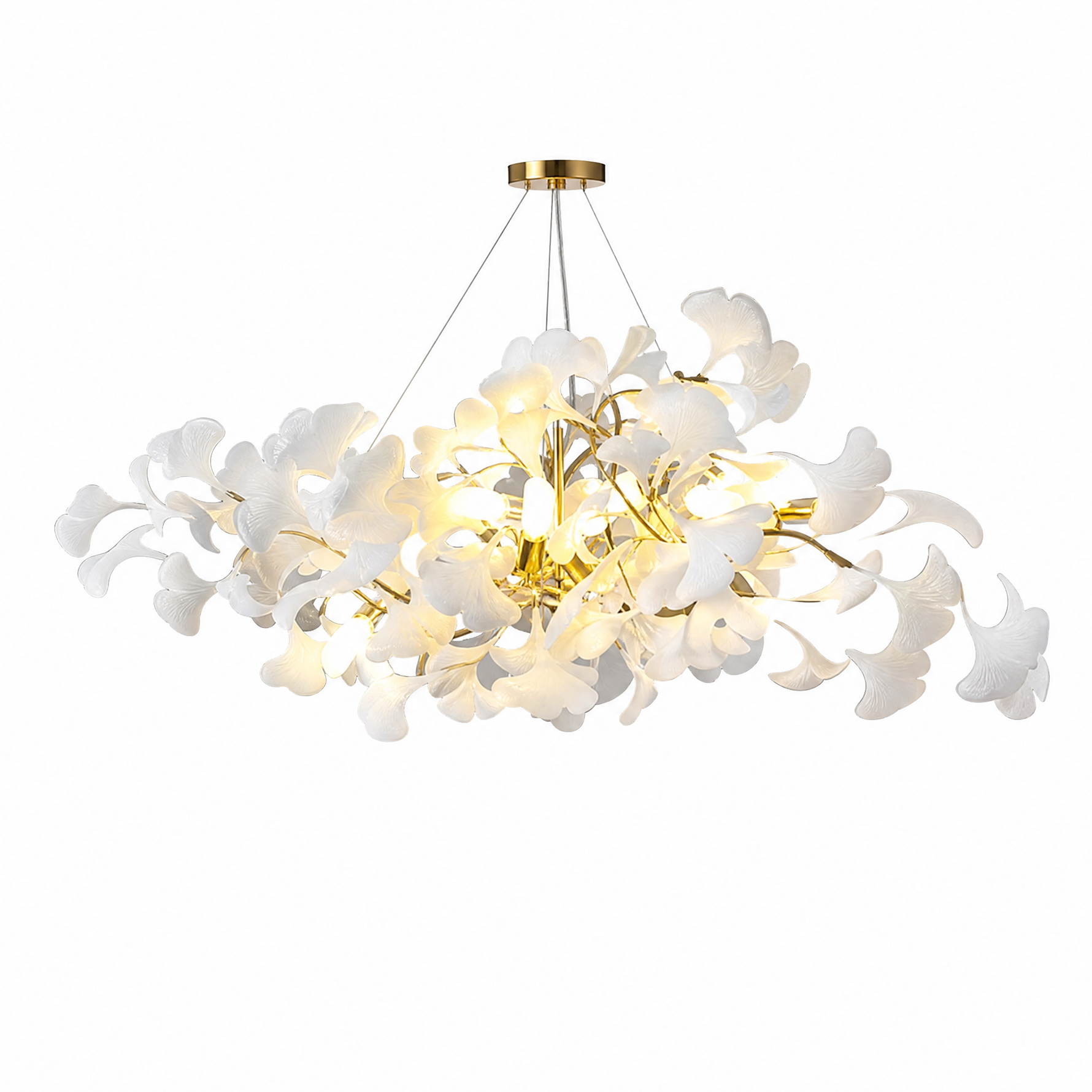 60'' Modern Gold Ceramic Ginkgo Leaf Chandelier
