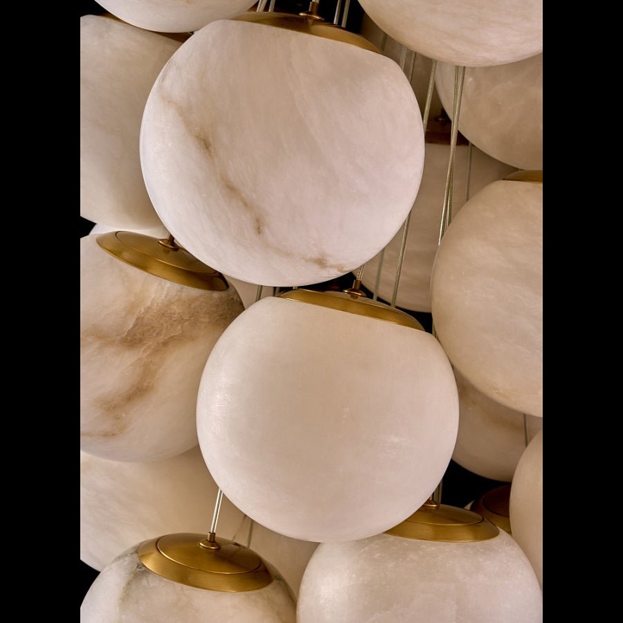 Luxury Gold & White Alabaster Globe Chandelier – 39" Diameter