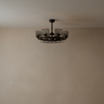 Industrial Caged Ceiling Fan with Rectangular Crystal Shade - light off