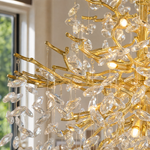 61" Gold 23-Light Tiered K9 Crystal Branch Chandelier