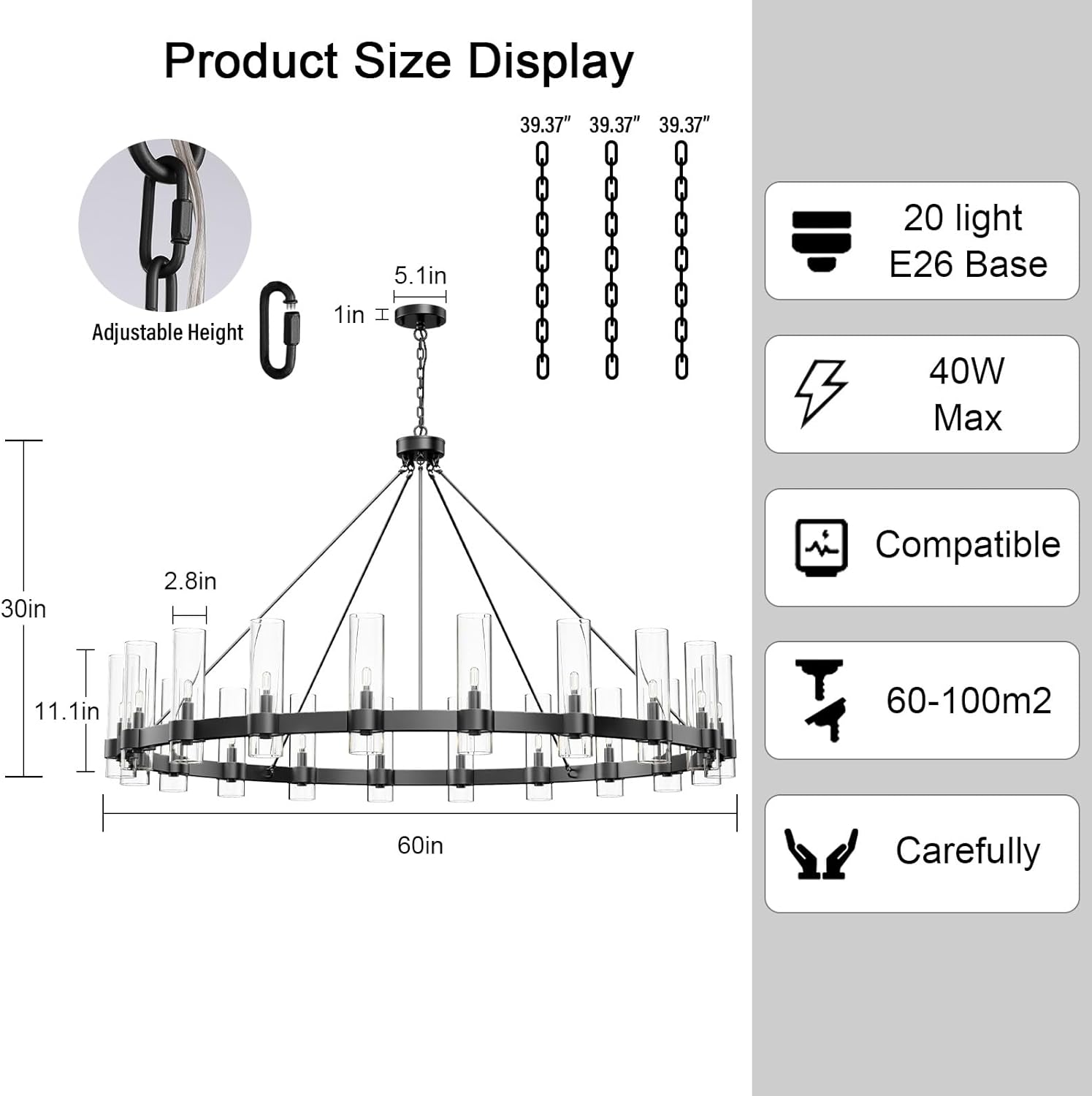 Copper plated modern glass lampshade chandelier