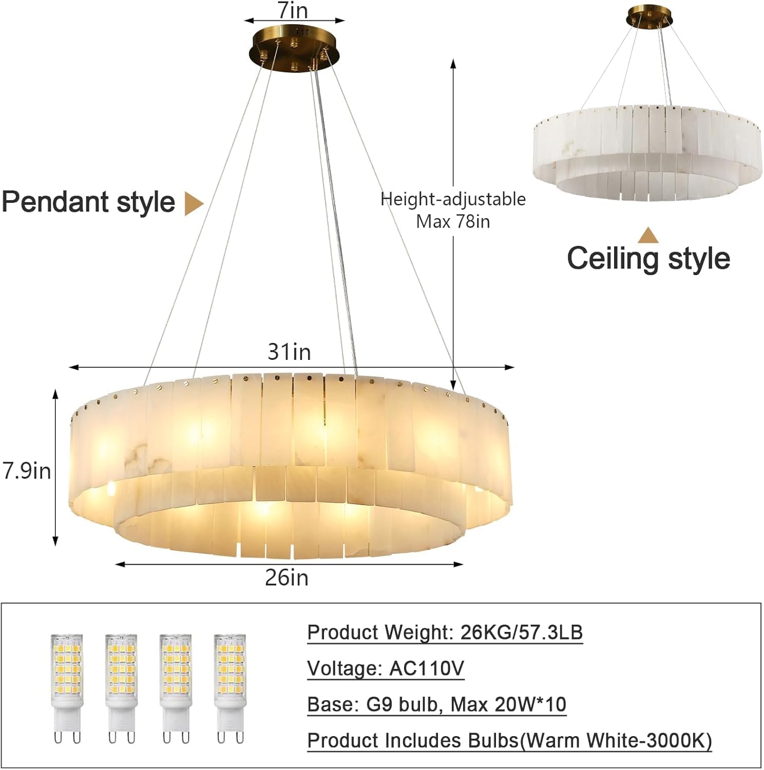 Modern alabaster chandelier