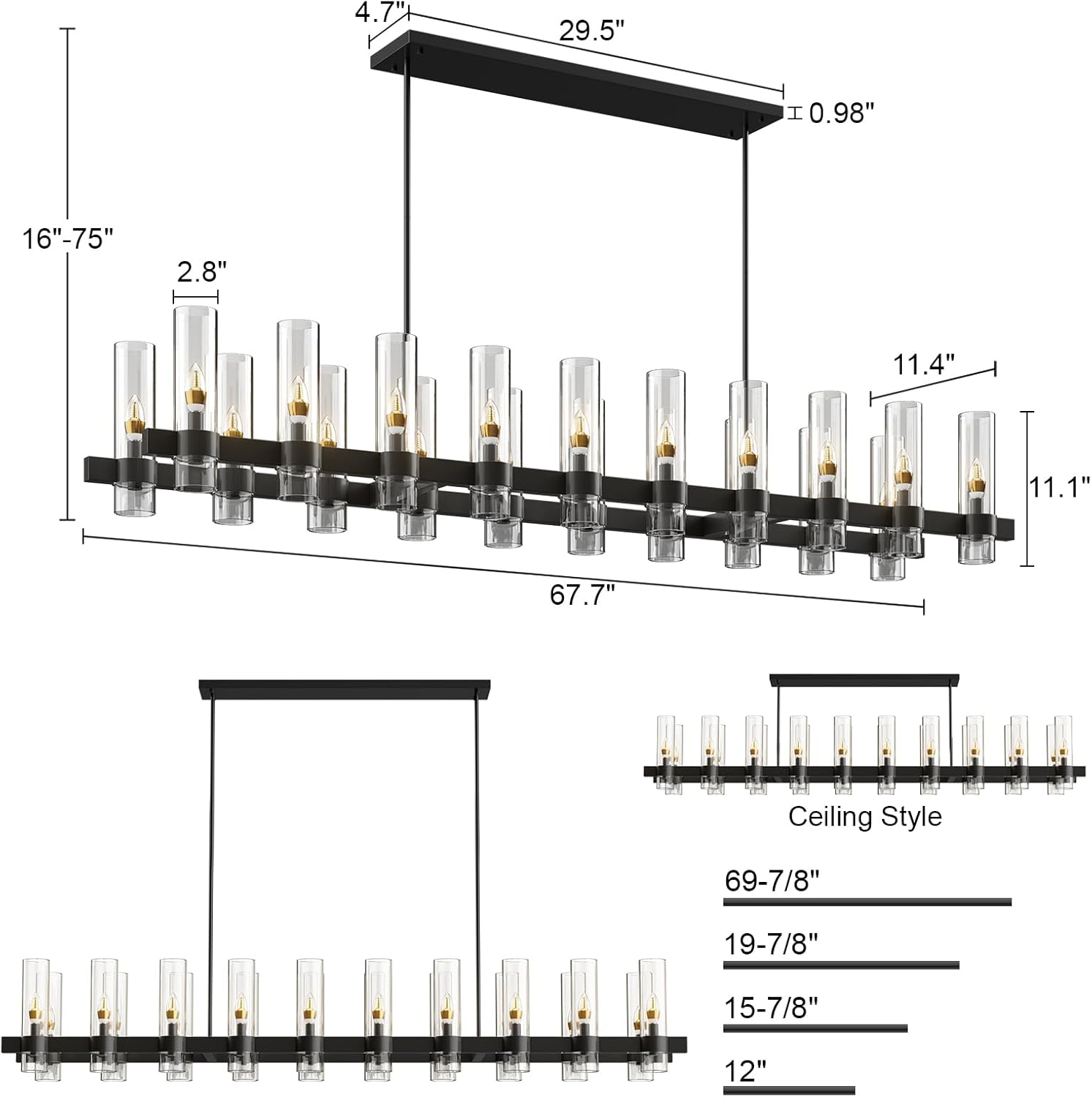 Copper plated modern glass lampshade chandelier