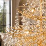65" Gold Large 27-Light K9 Crystal Tree Branch Chandelier