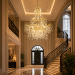 65" Gold Large 27-Light K9 Crystal Tree Branch Chandelier