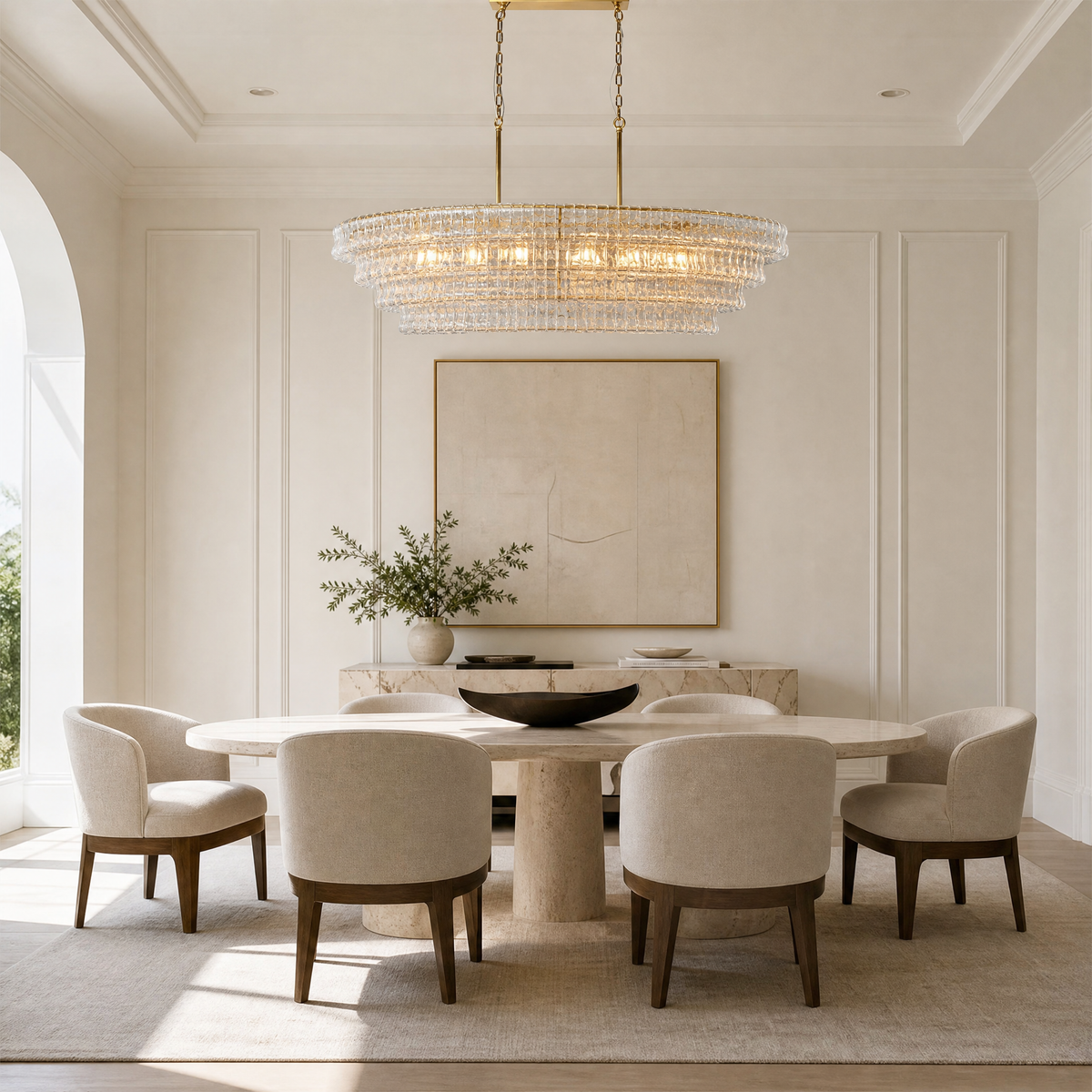 65" Hook Plate Clear Glass Linear Chandelier