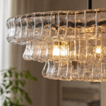 65" Hook Plate Glass Linear Oval Chandelier