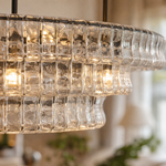65" Hook Plate Glass Linear Oval Chandelier