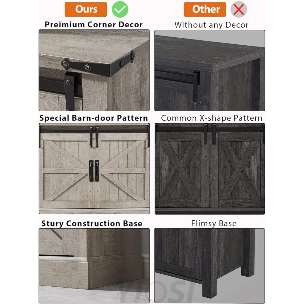 66" Farmhouse Entertainment Center with Sliding Barn Door for 75" TV