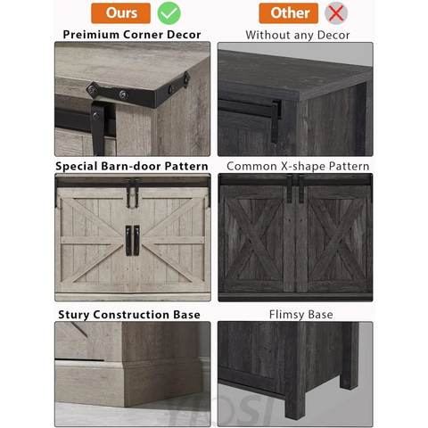 66" Farmhouse Entertainment Center with Sliding Barn Door for 75" TV