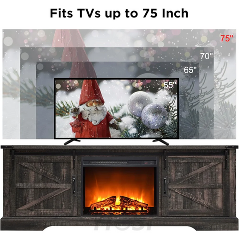 OKD 66 Inch Farmhouse Fireplace TV Stand for 75 Inch TV