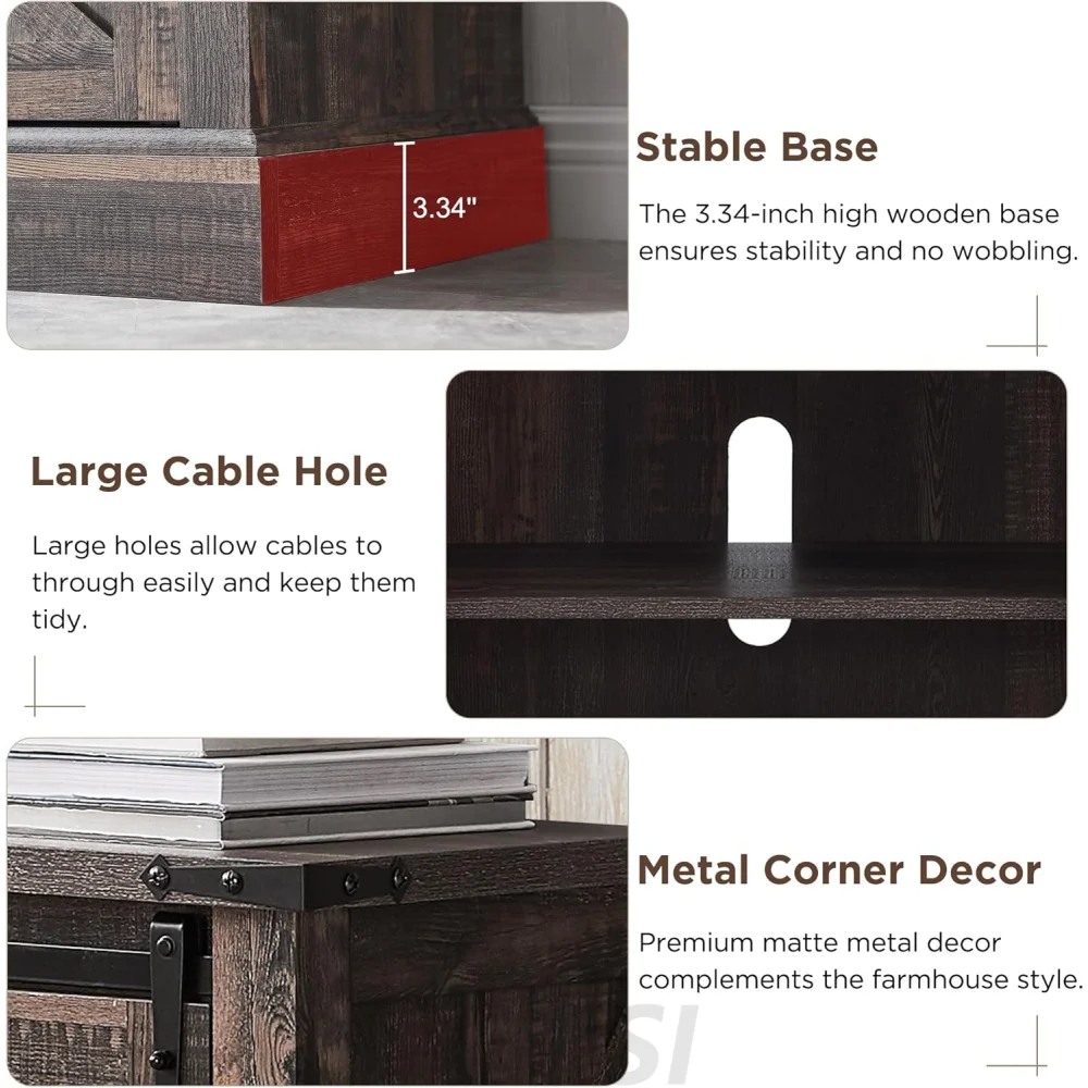OKD 66 Inch Farmhouse Fireplace TV Stand for 75 Inch TV