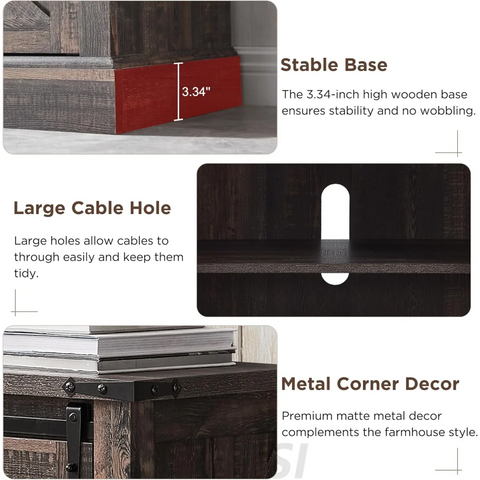OKD 66 Inch Farmhouse Fireplace TV Stand for 75 Inch TV