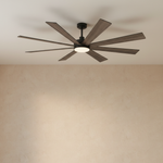 72" 8-Blade Industrial Ceiling Fan with LED Disc Light - light on